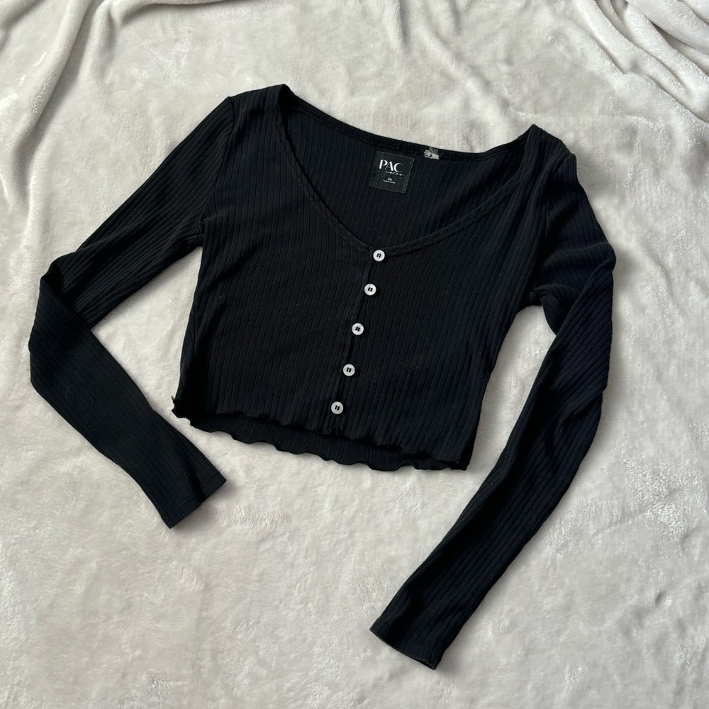 Pacsun Black Ribbed Long Sleeve Top